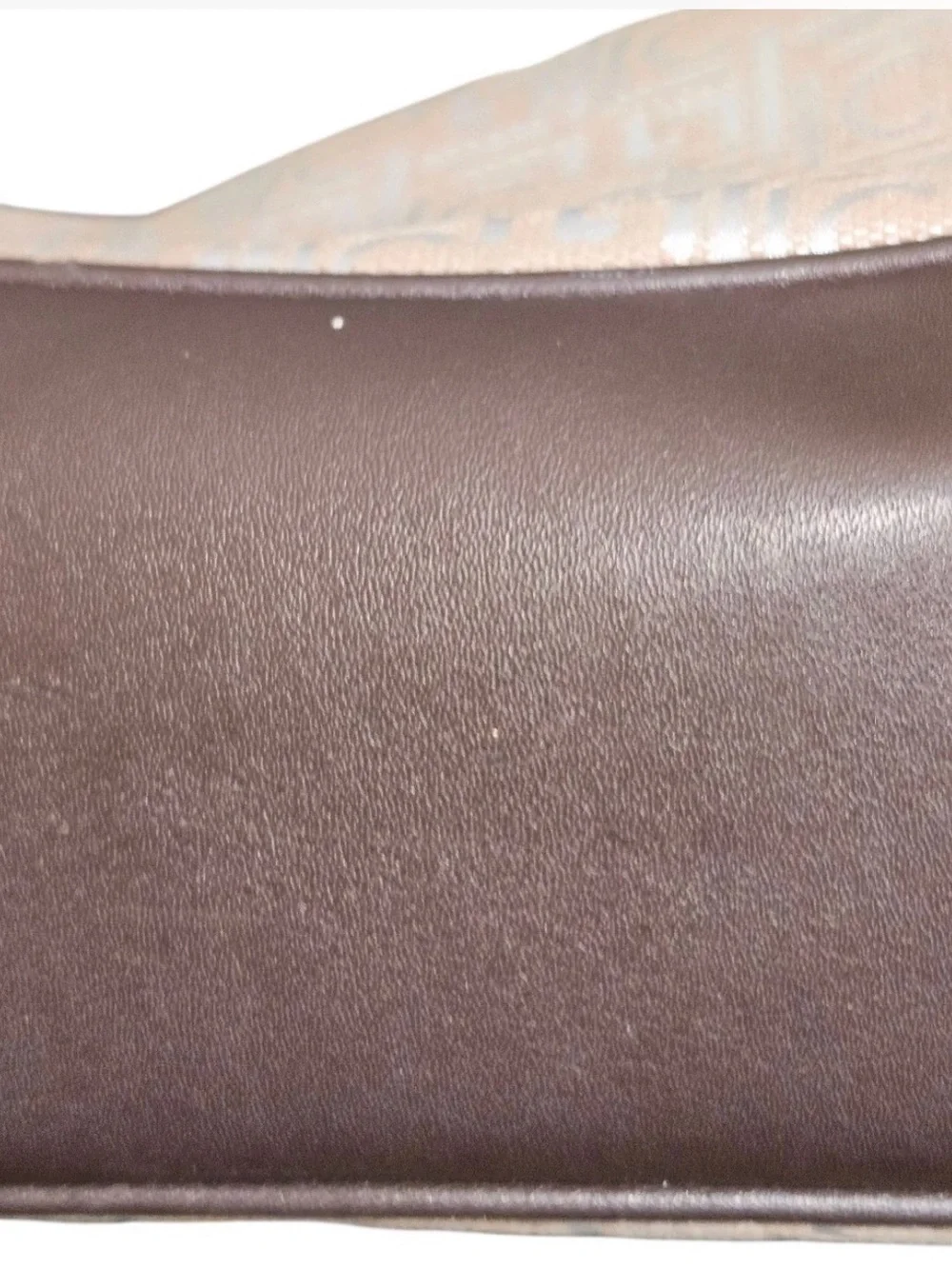 Liz Claiborne Beige Monogram Shoulder Bag with Brown Trim